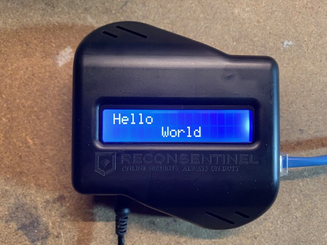 LCD displaying Hello World