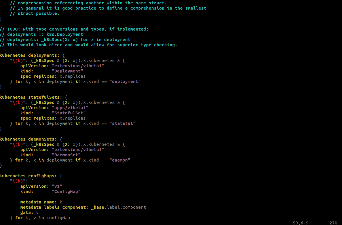 A screenshot of Cue syntax highlighting