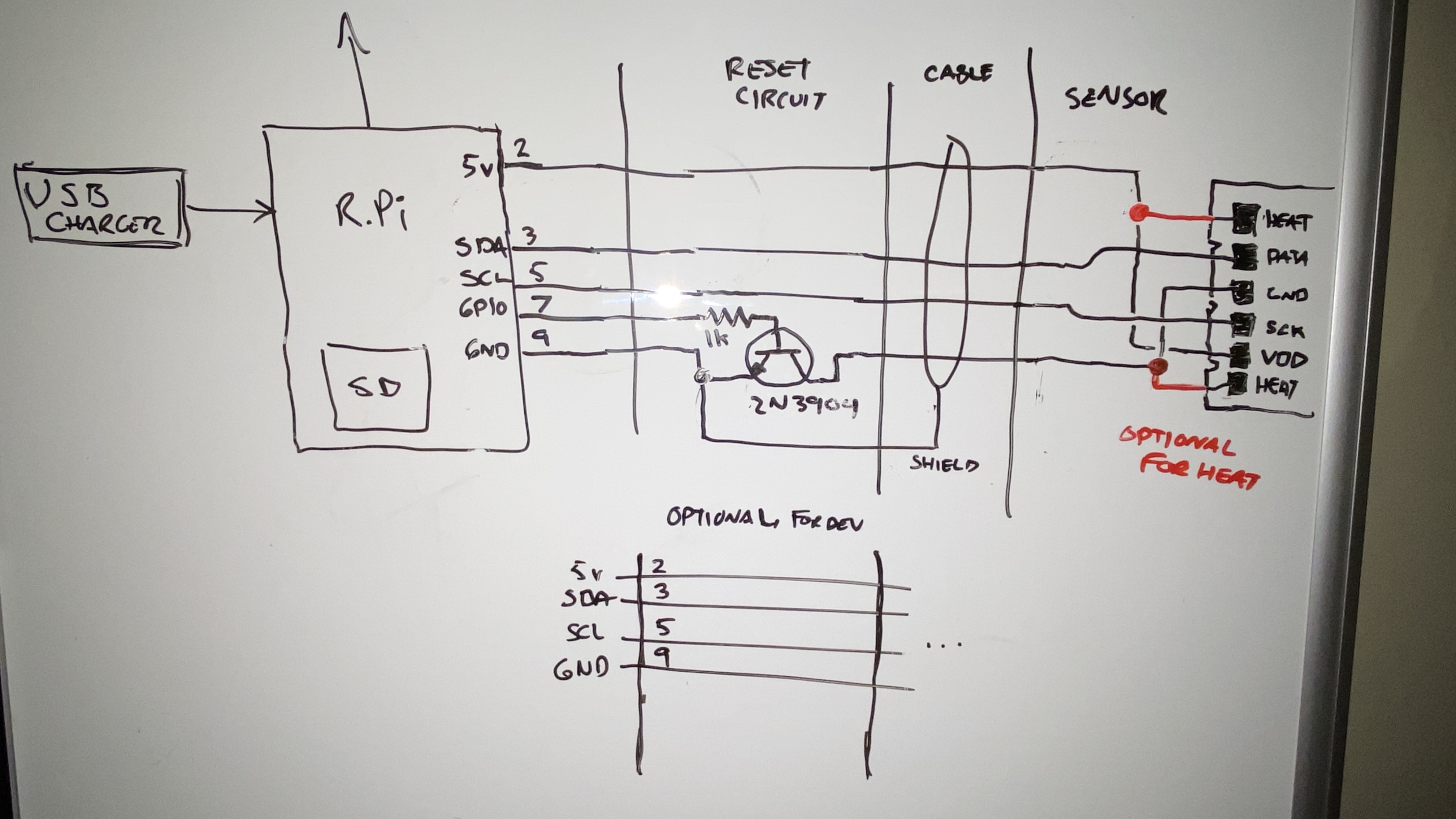 splitvent schematic of RPi connected to Sensirion sensor