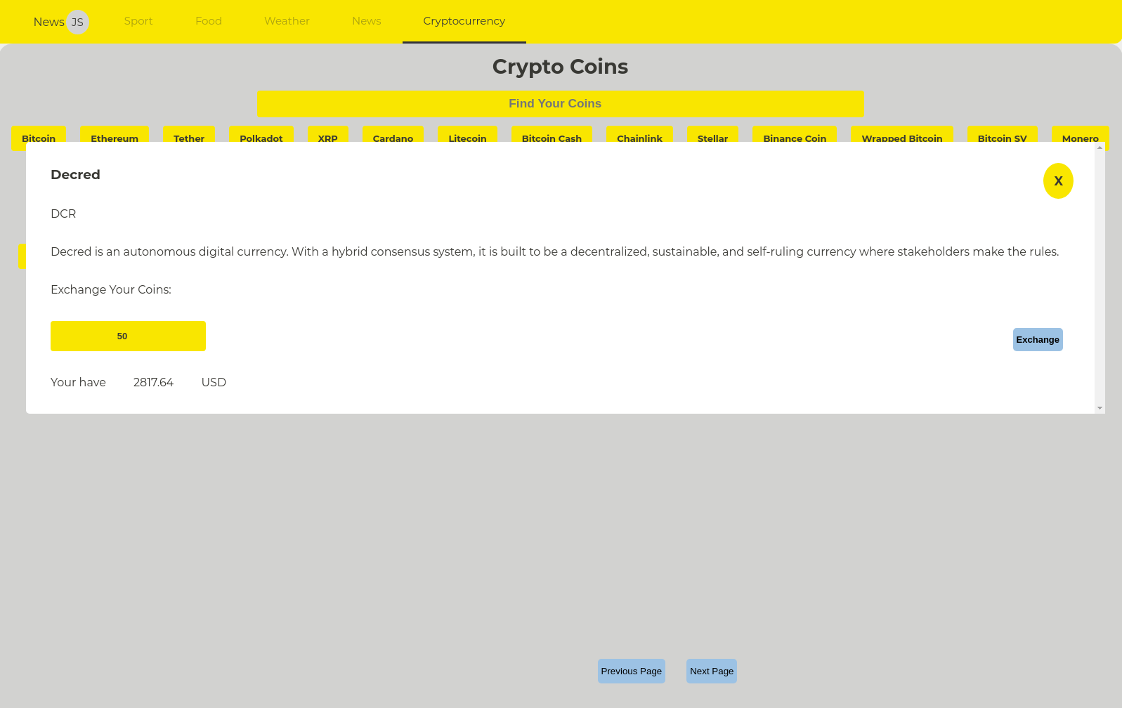 Cryptocurrencypage screenshot