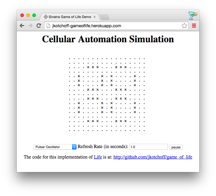 Web demo of game of life