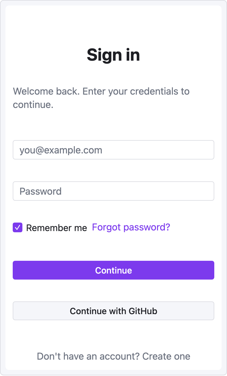 Mobile login form sketch