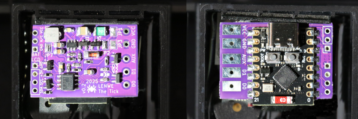 the device revision 0.2 placed on the back side of a small RFID reader