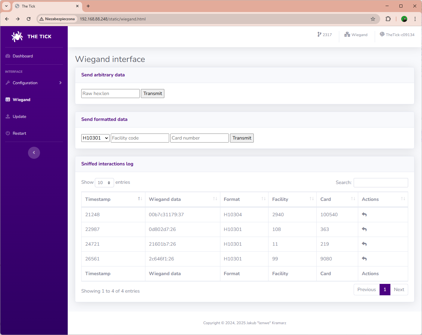 wiegand interface screenshot