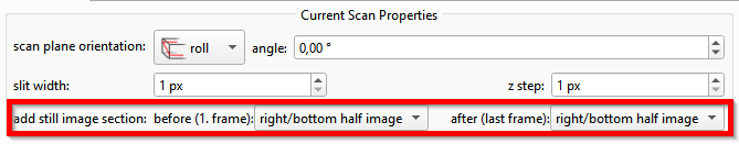 Still Images before/after slit-scan GUI