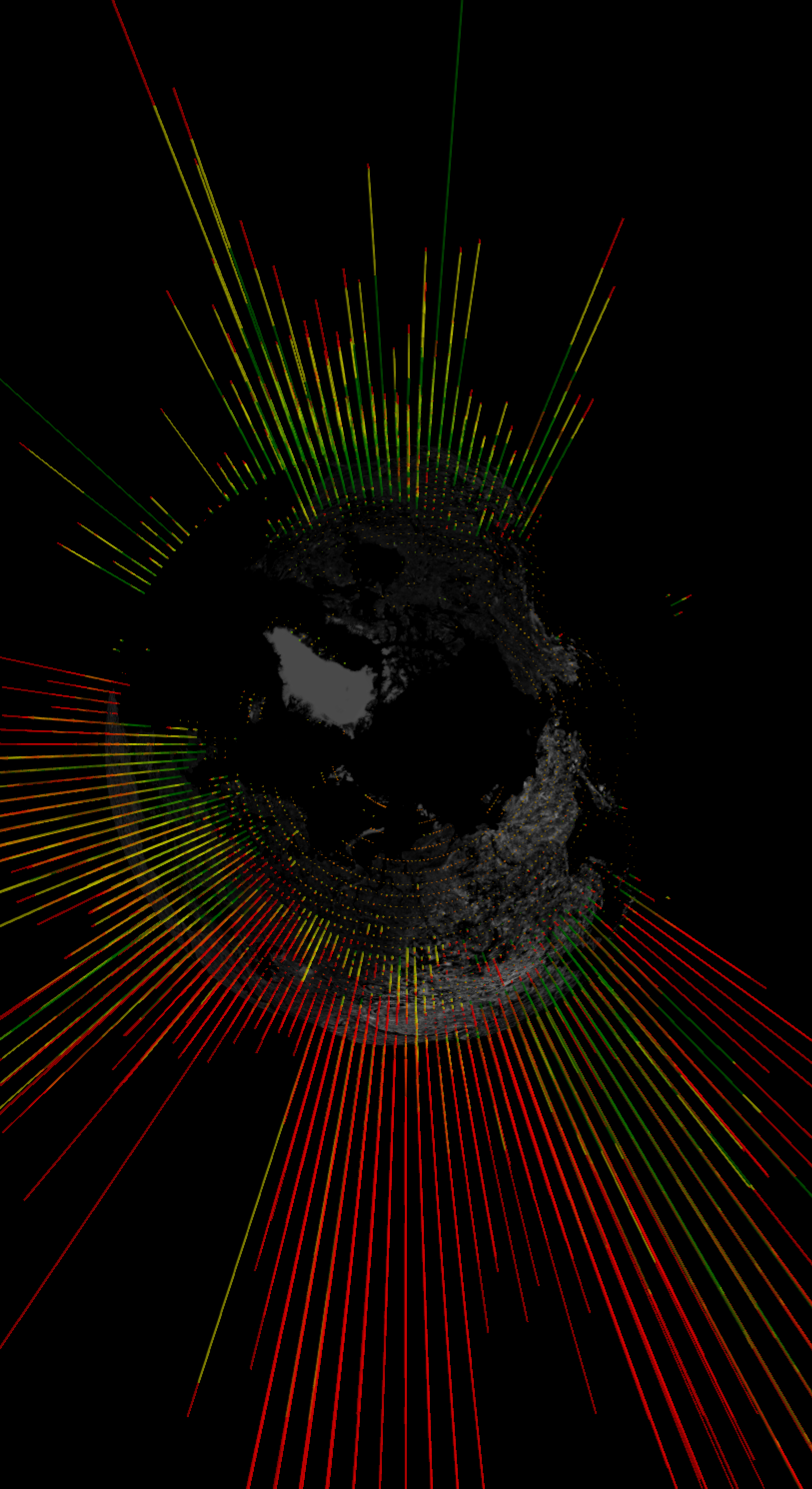 View of Father's Marble from the North Pole.  The Americas are toward the top of the image.