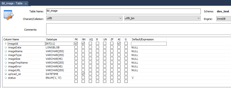 Database structure