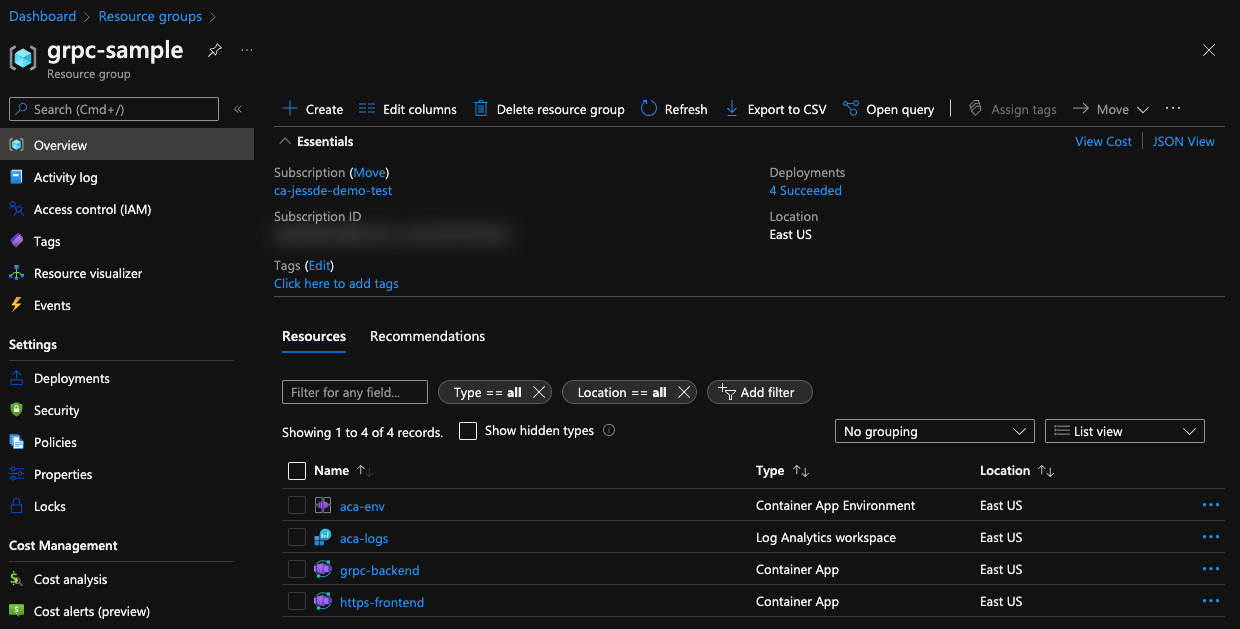 Azure Portal Example