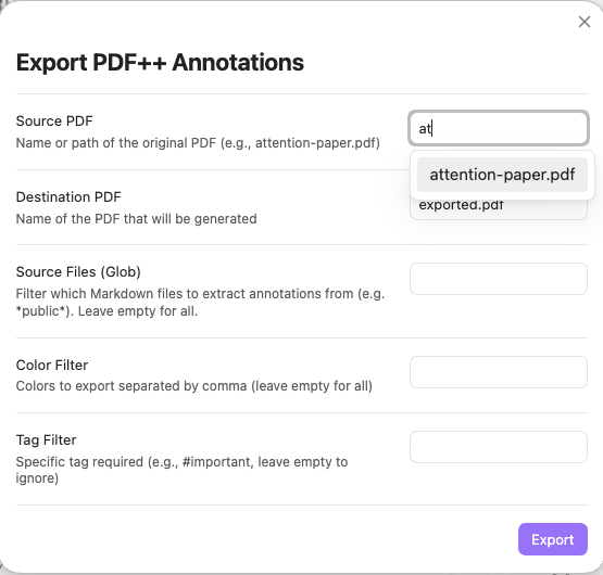 Export Modal Placeholder