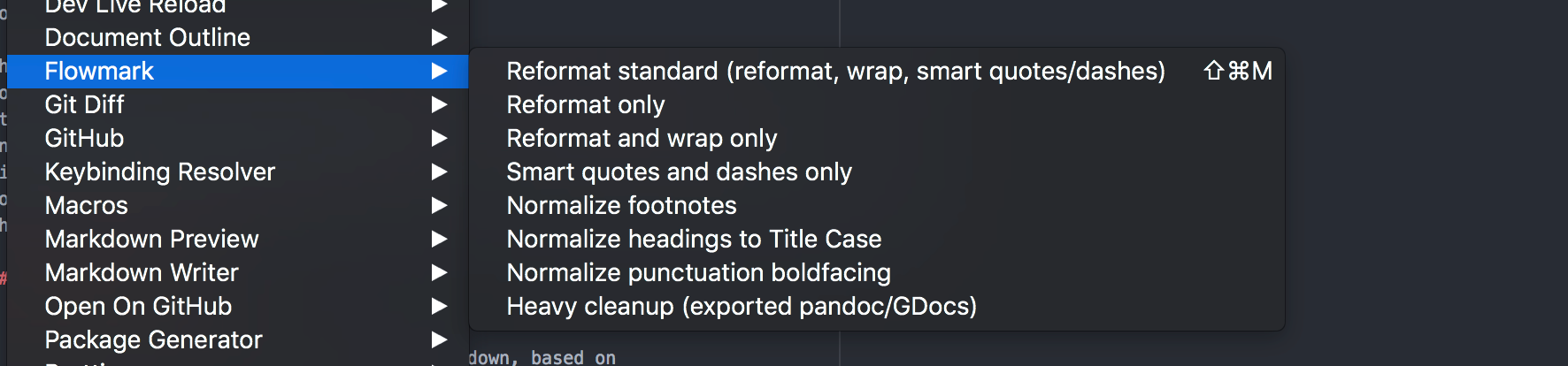 Flowmark menu