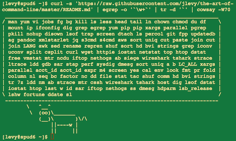 curl -s 'https://raw.githubusercontent.com/jlevy/the-art-of-command-line/master/README.md' |egrep -o '\w+' |tr -d ''' |牛说-W50