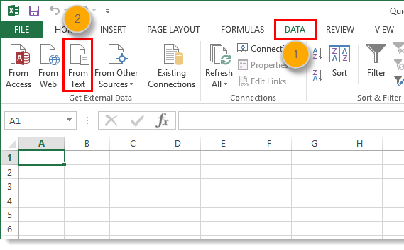 Data tab in Excel