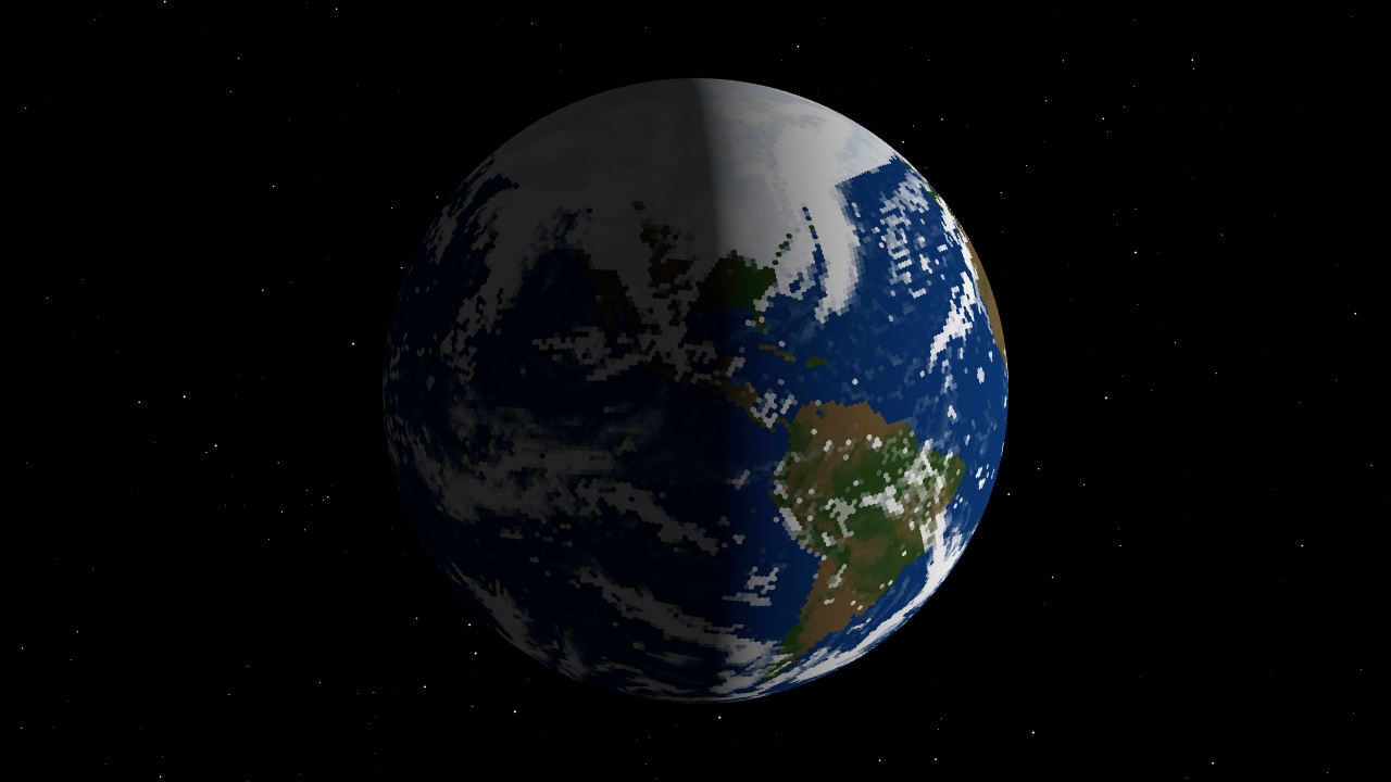 The simulated Earth from space
