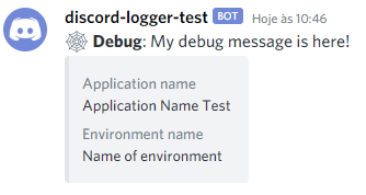 Debug message