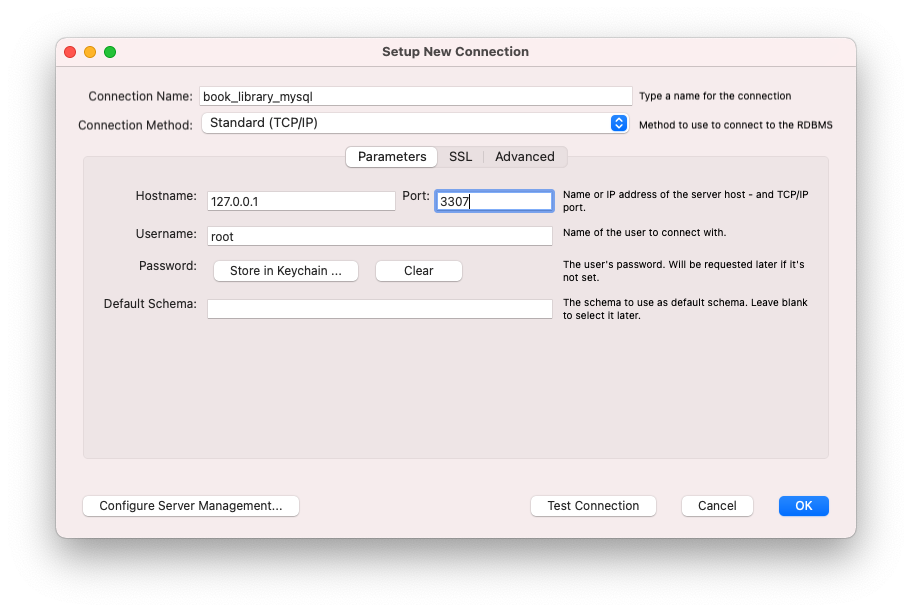 MySQL Workbench setup screenshot