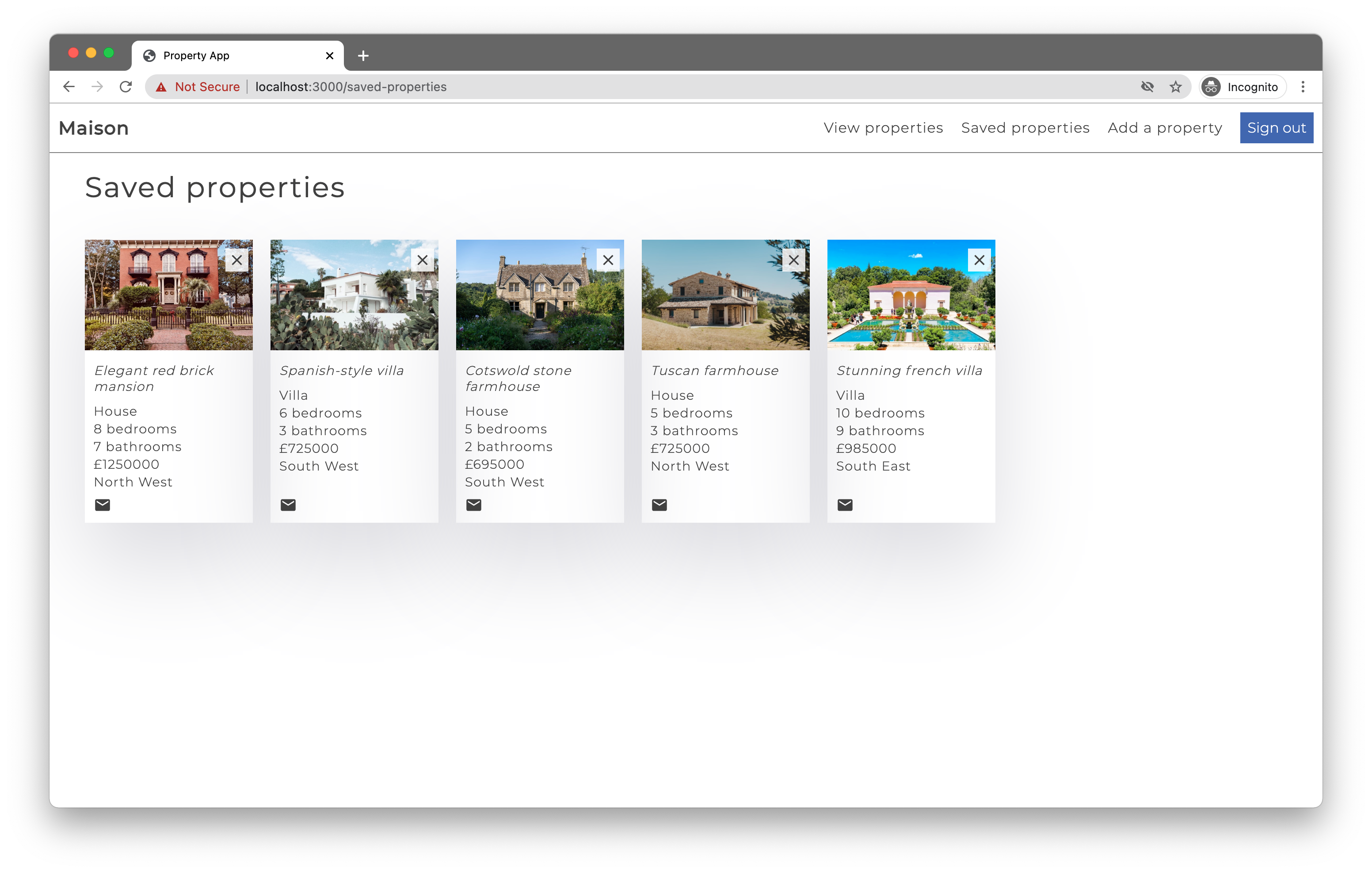 Screenshot of property app - Add Property page