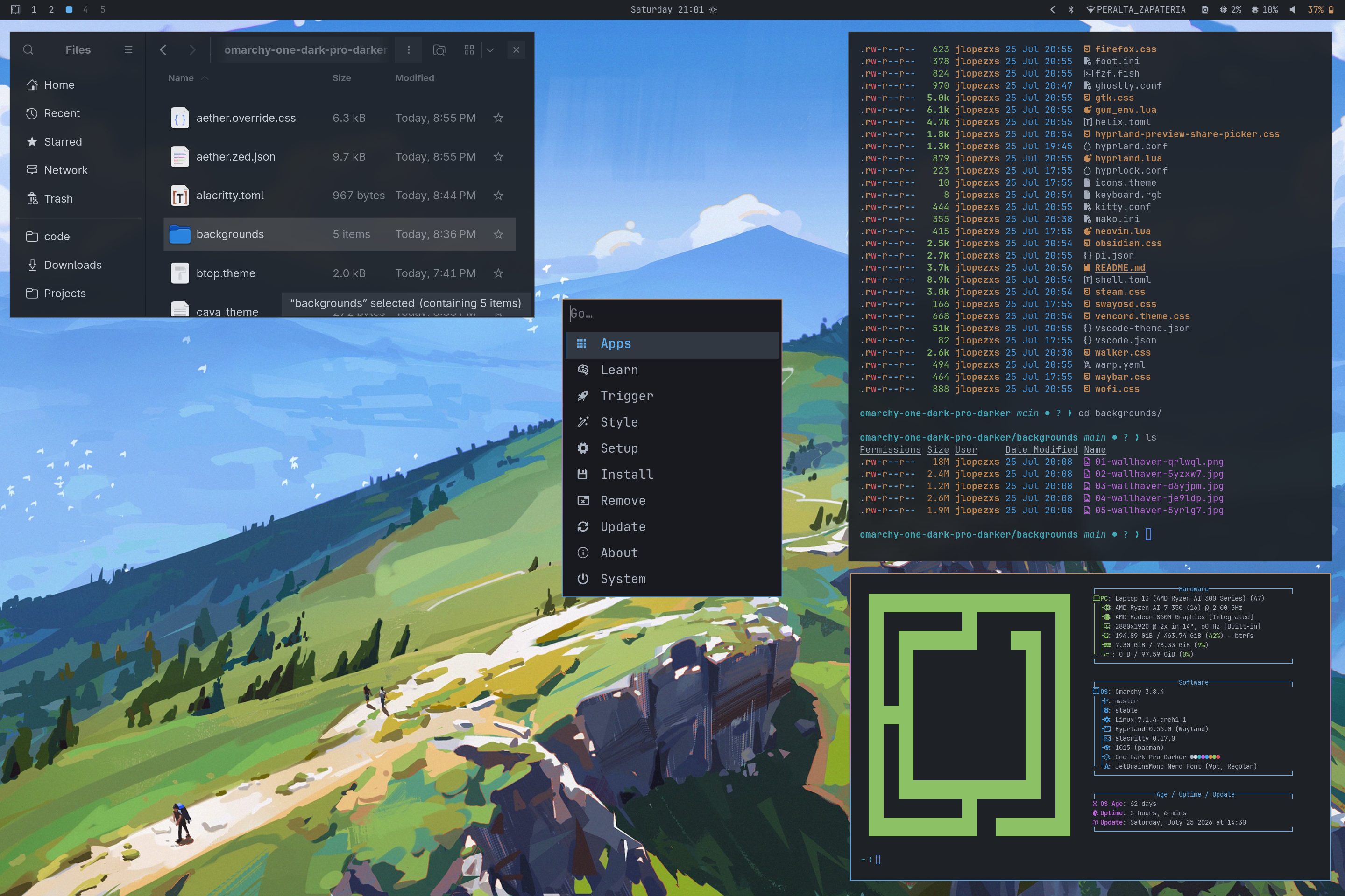 Omarchy One Dark Pro Darker preview