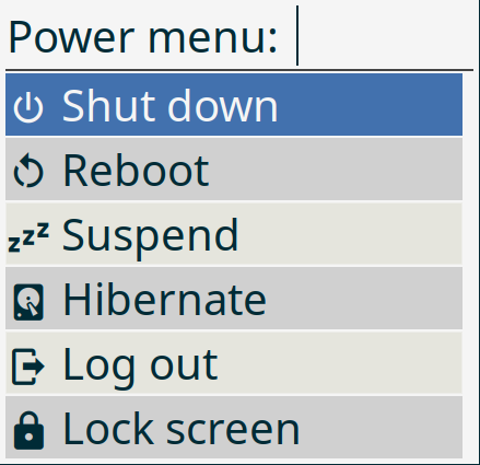 Screenshot of Rofi Power Menu