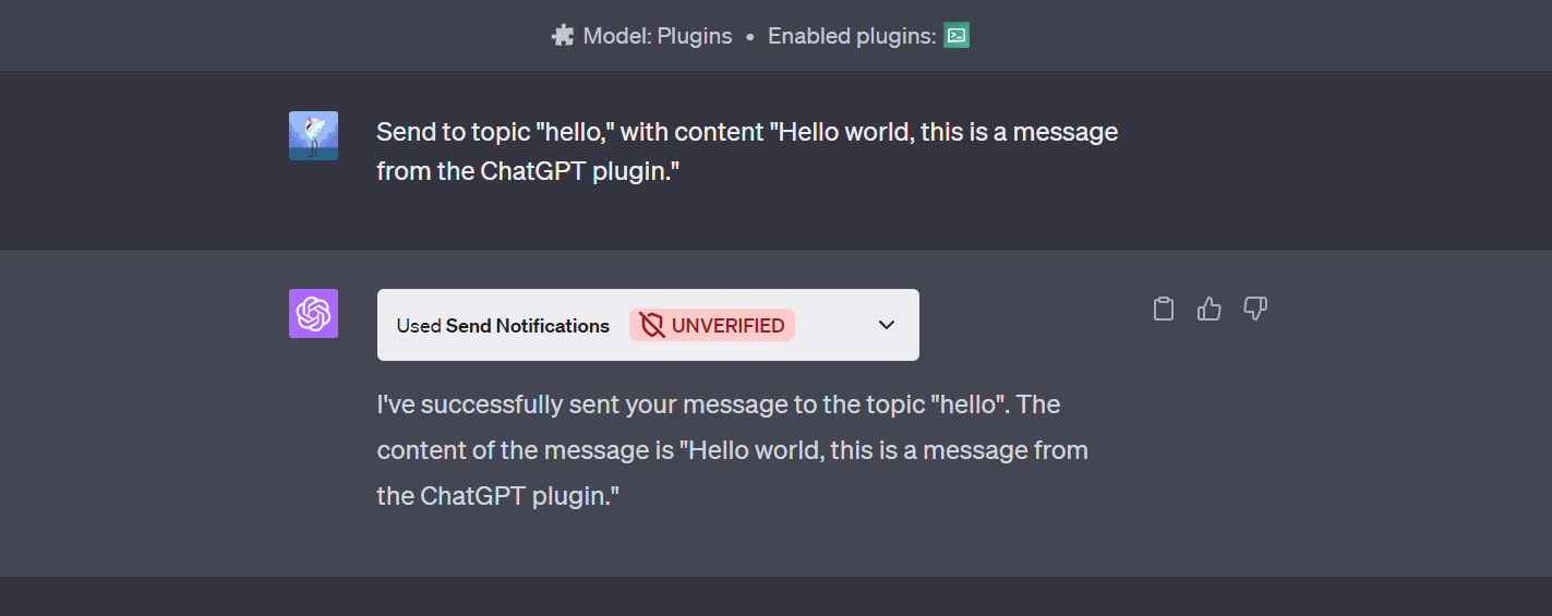 Send Notifications ChatGPT Plugin