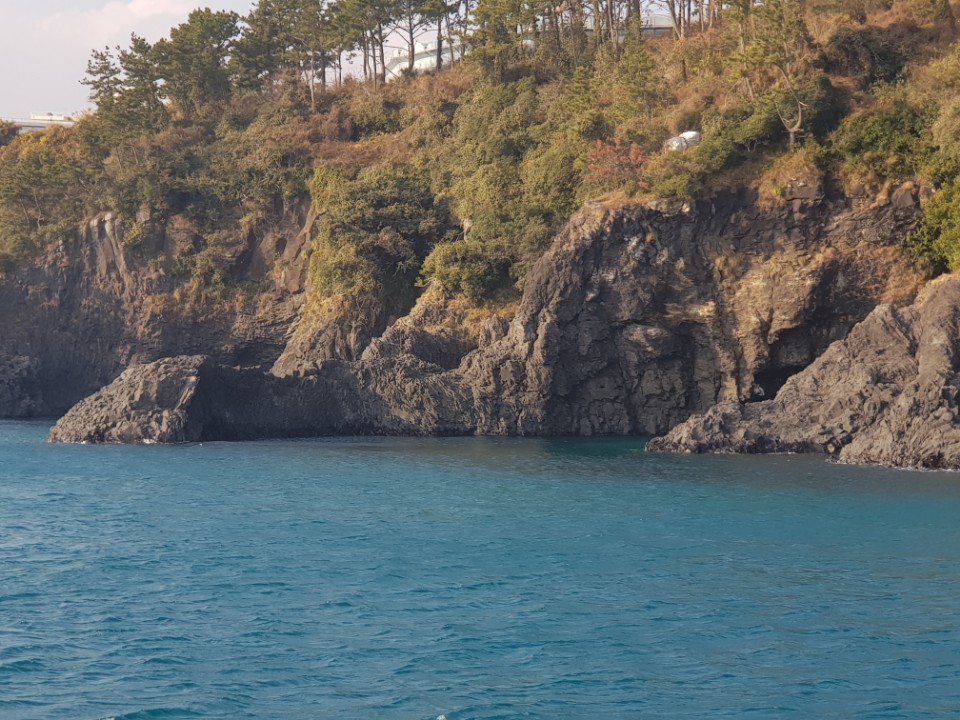 Jeju sailing yacht and coastline