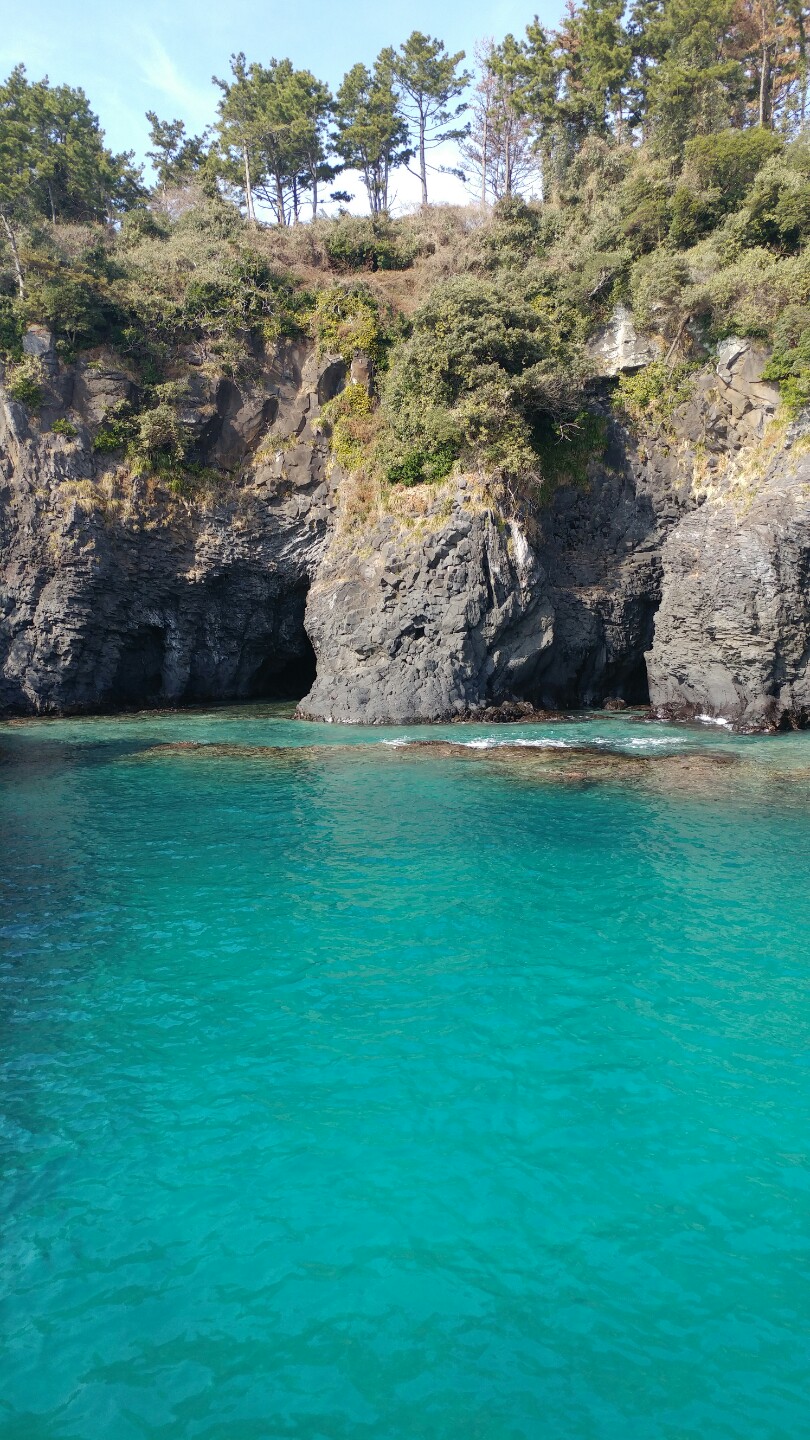 Jeju sailing yacht and coastline