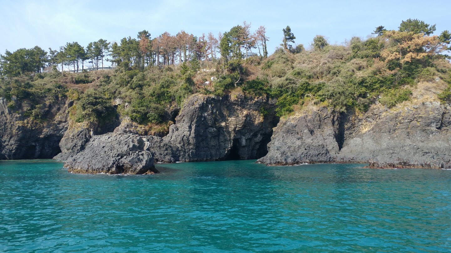 Jeju sailing yacht and coastline