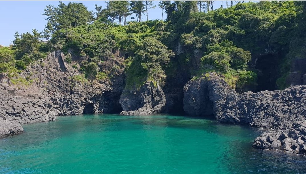 Jeju sailing yacht and coastline