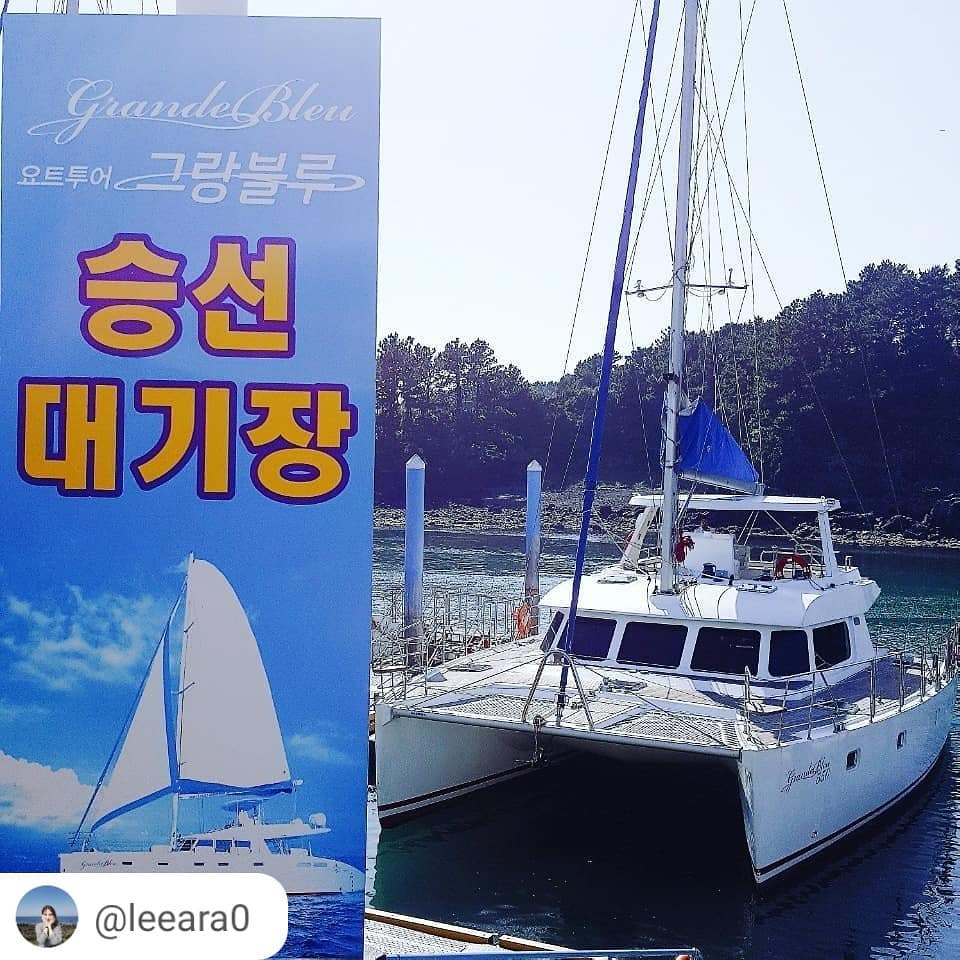 Jeju sailing yacht and coastline