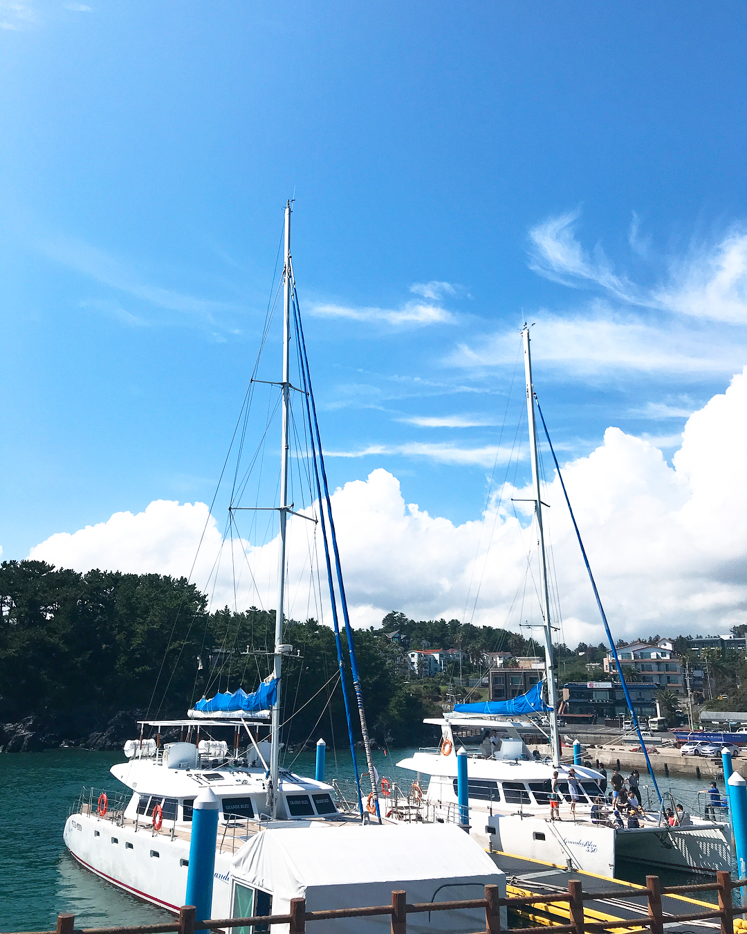 Jeju sailing yacht and coastline
