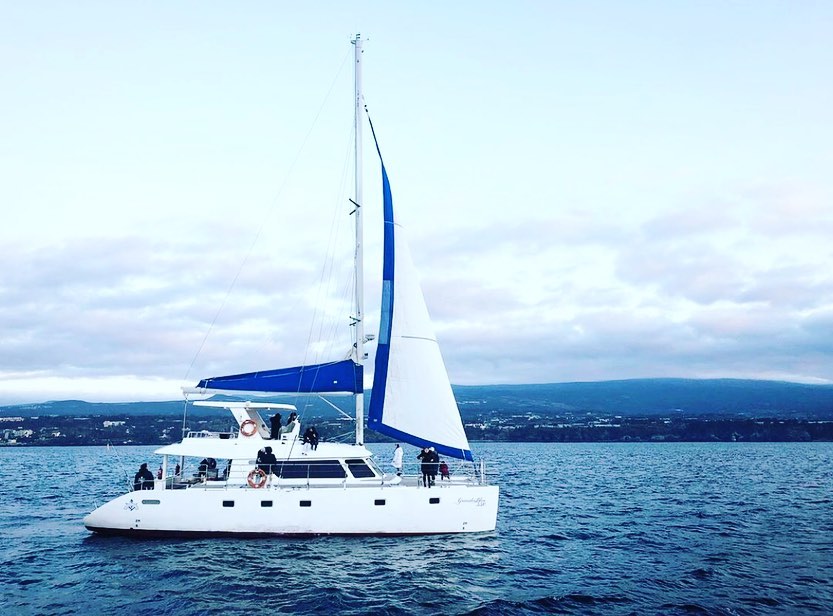 Jeju sailing yacht and coastline