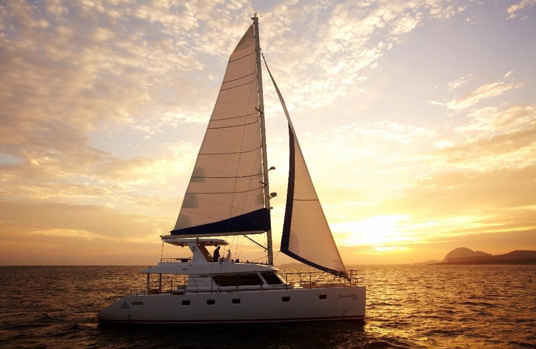 Jeju sailing yacht and coastline