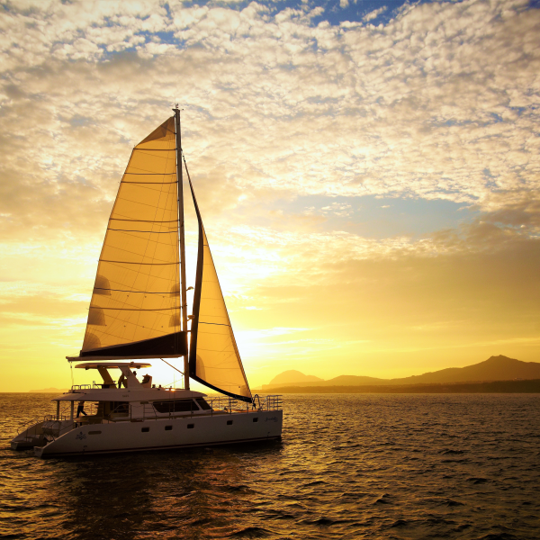Jeju sailing yacht and coastline