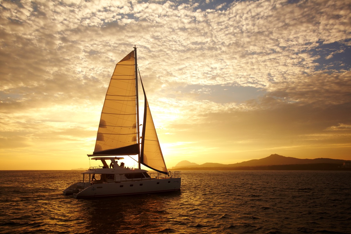 Jeju sailing yacht and coastline
