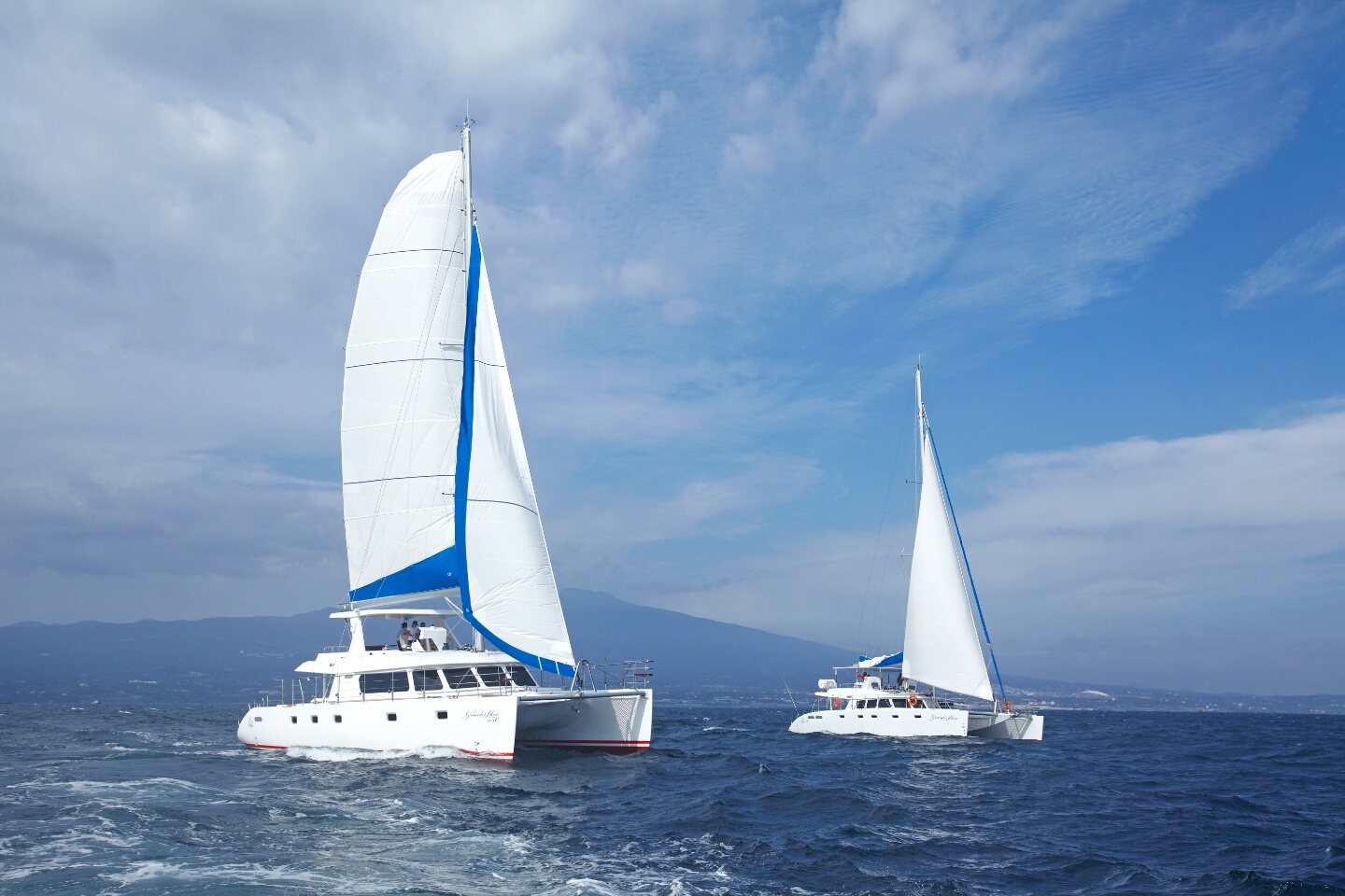 Jeju sailing yacht and coastline