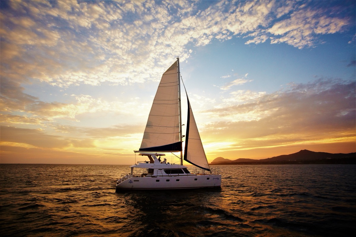 Jeju sailing yacht and coastline