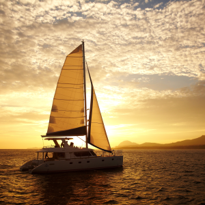 Jeju sailing yacht and coastline