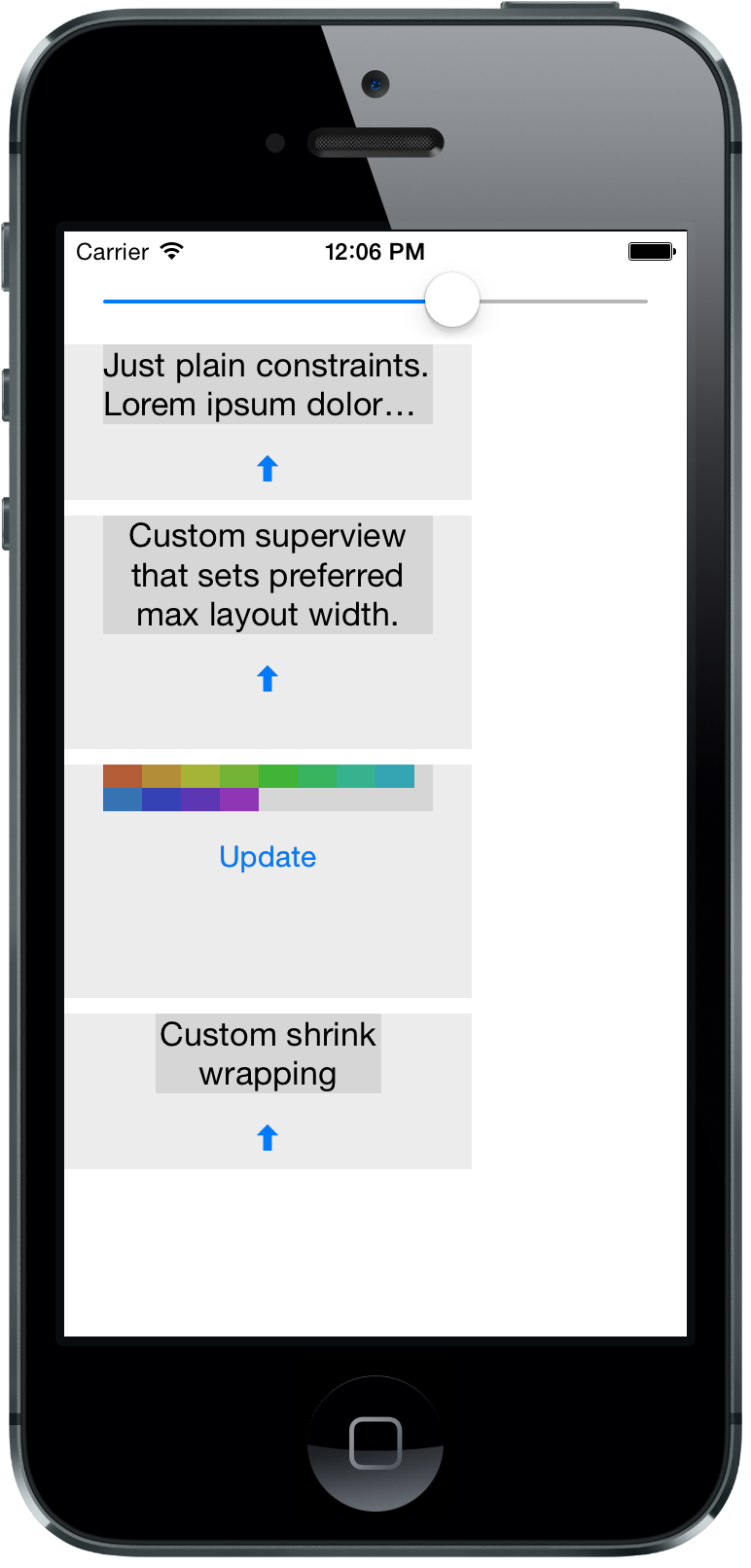 WrapDemo iPhone Simulator Screenshot