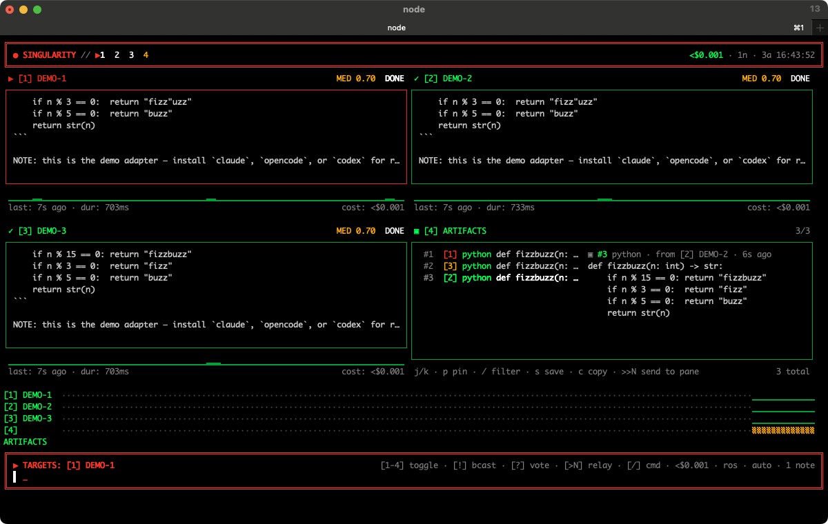 Settled console with artifacts