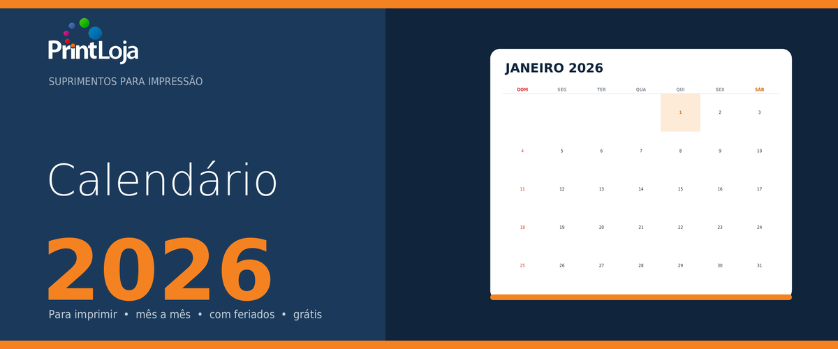 Calendário 2026 Print Loja para imprimir grátis