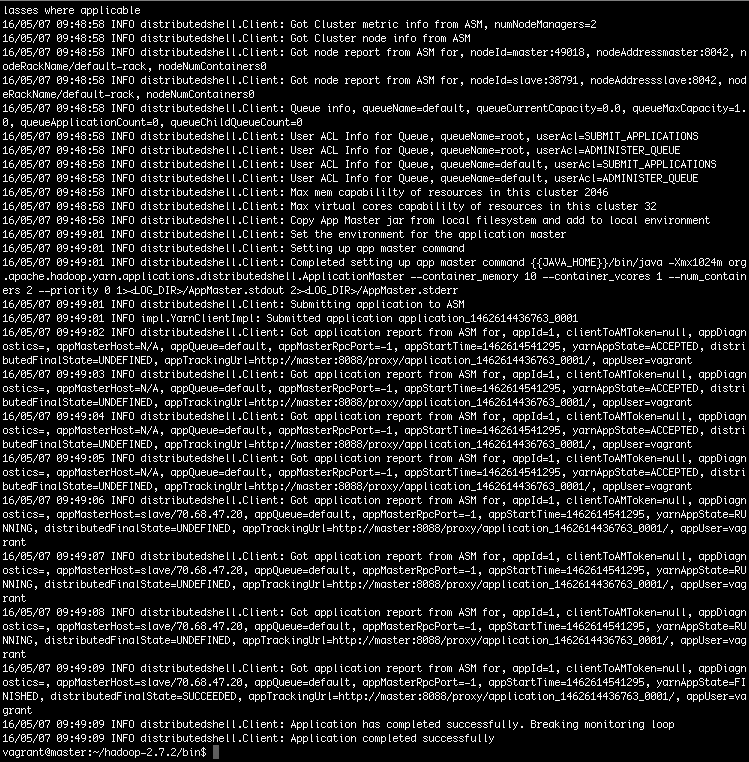 distributed shell output