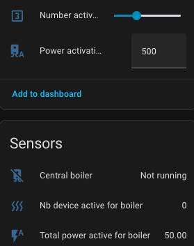 Entities controlling the boiler