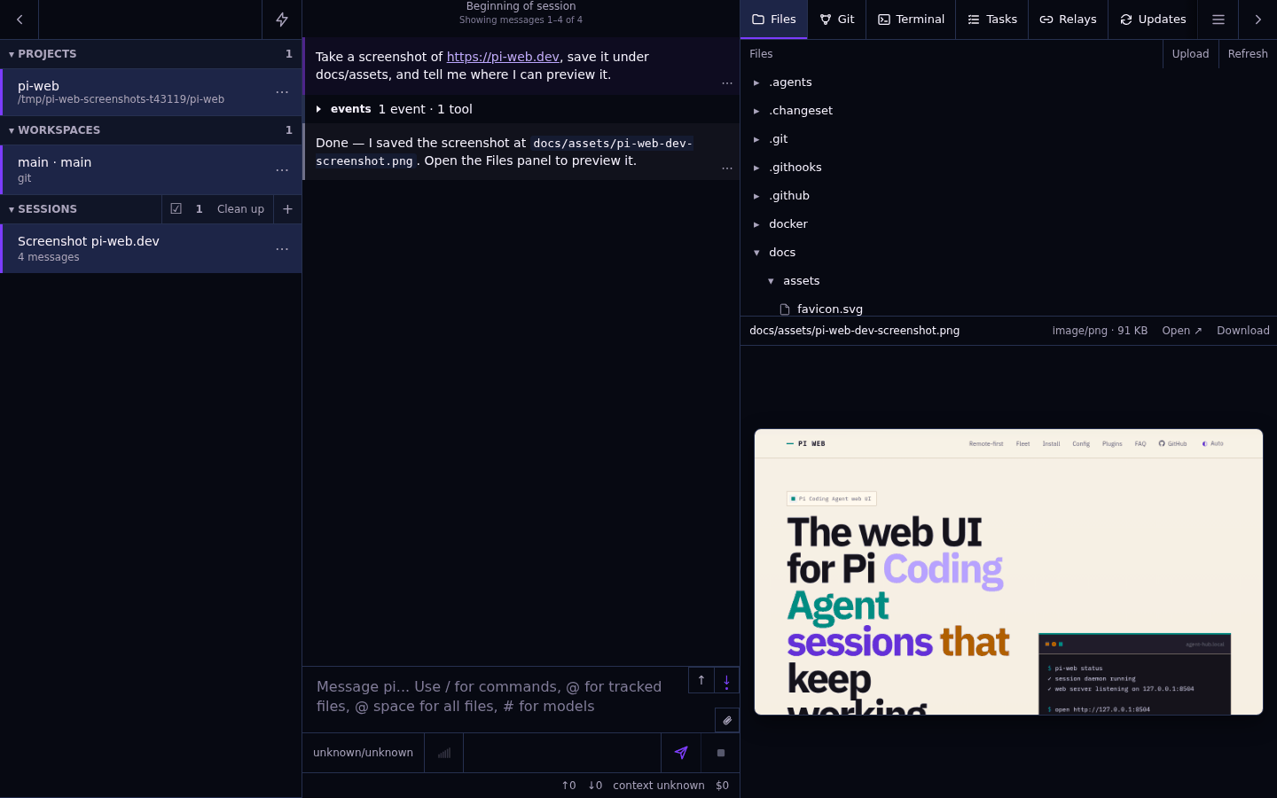 The same PI WEB workspace in PI WEB Dark, PI WEB Light, Paper, and Graphite themes
