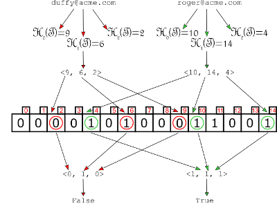 Checking a value in a Bloom filter