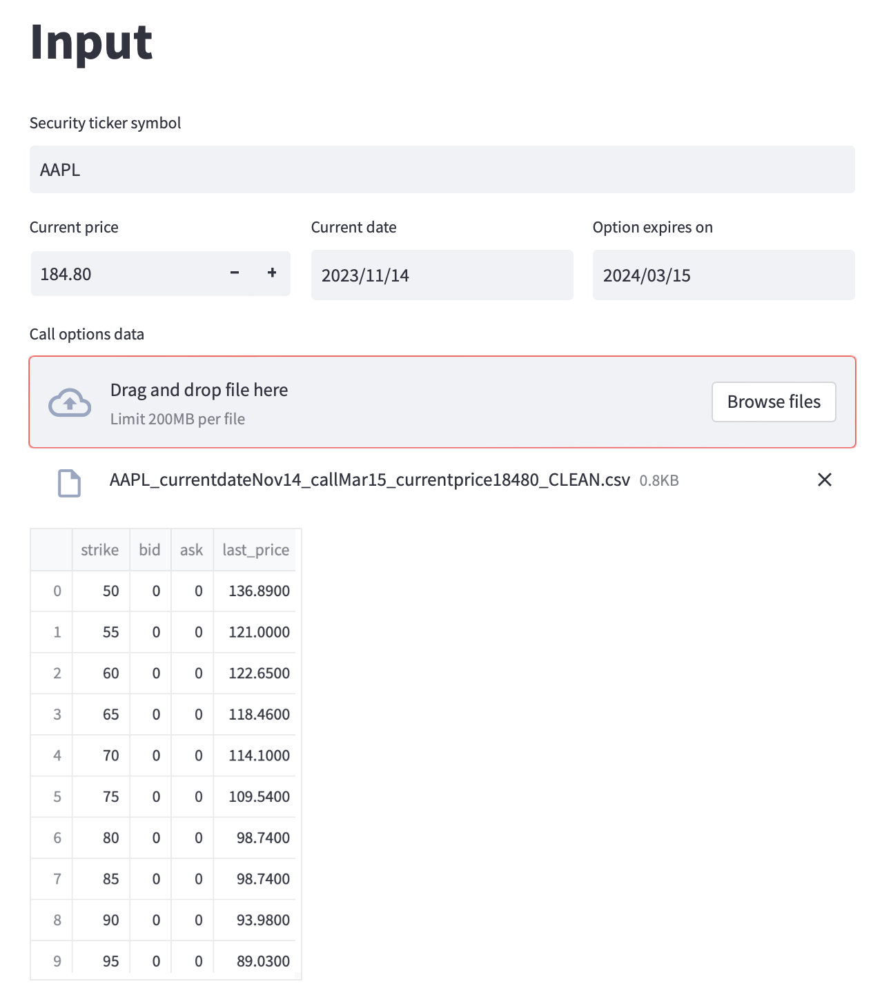 Probabilistic example input