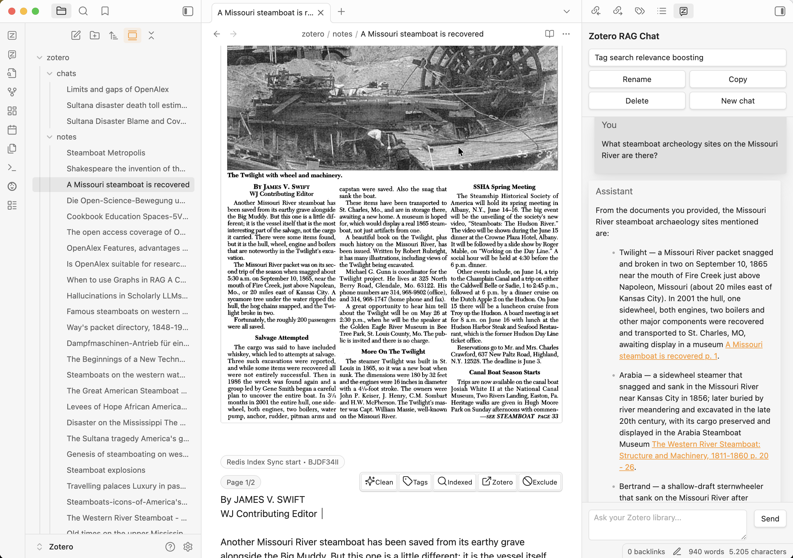 Chat in the right sidebar