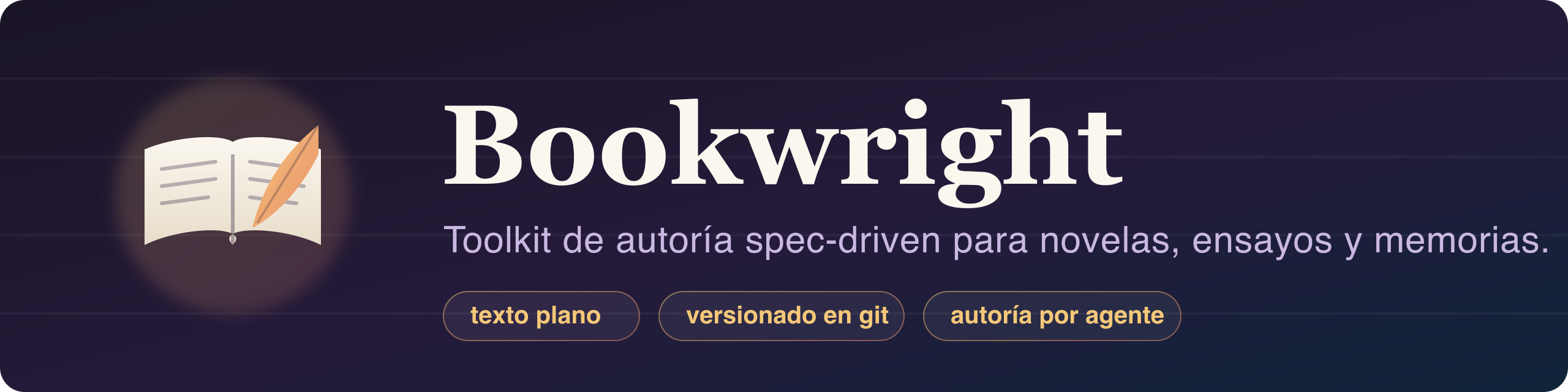 Bookwright — spec-driven authoring toolkit for novels, essays, and memoirs