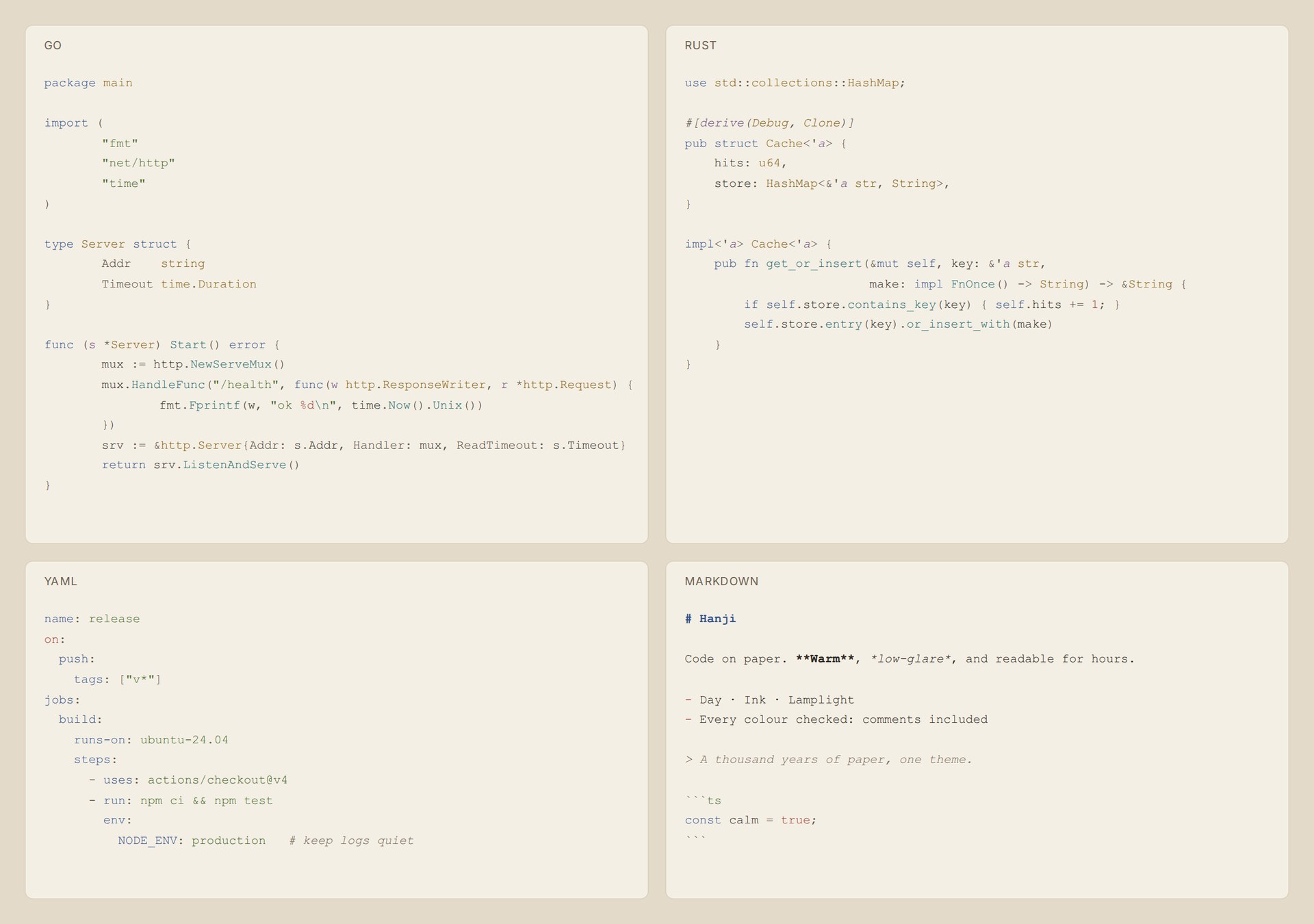 Go, Rust, YAML and Markdown in Hanji Day