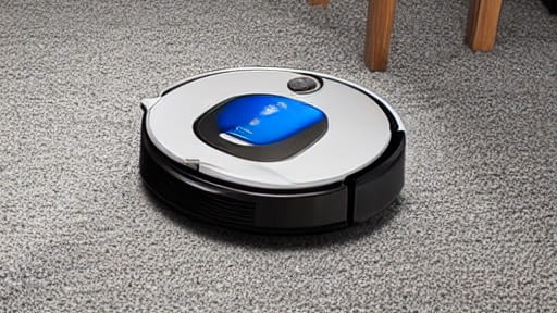 A robotic vacuum cleaner cleaning a carpet (Stable Diffusion)