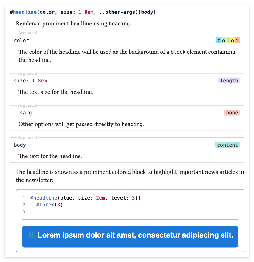 Example for a headline command with Mantys