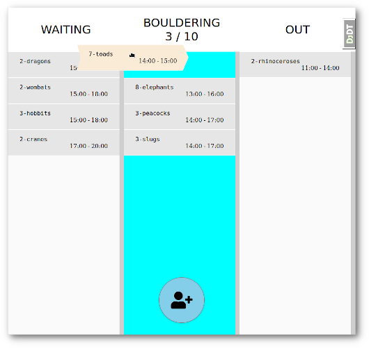 The admin dashboard for checking in customers.